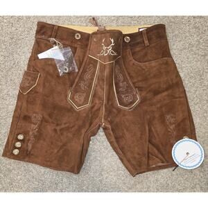 Nwt Bavaria Trachten Leather Lederhosen Sz 38 Made Germany Oktoberfest Bavaria